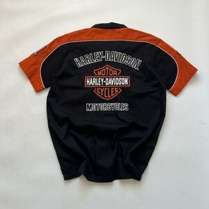 Harley-Davidson Black and Orange Button-Up
